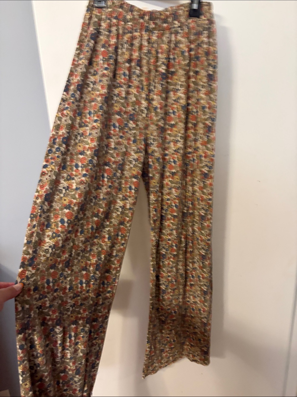 Umgee Wide Leg Floral Pants in Tan, Orange, Blue
